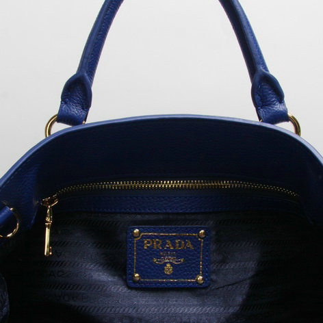 2014 Prada original grainy calfskin tote bag BN2329 darkblue - Click Image to Close